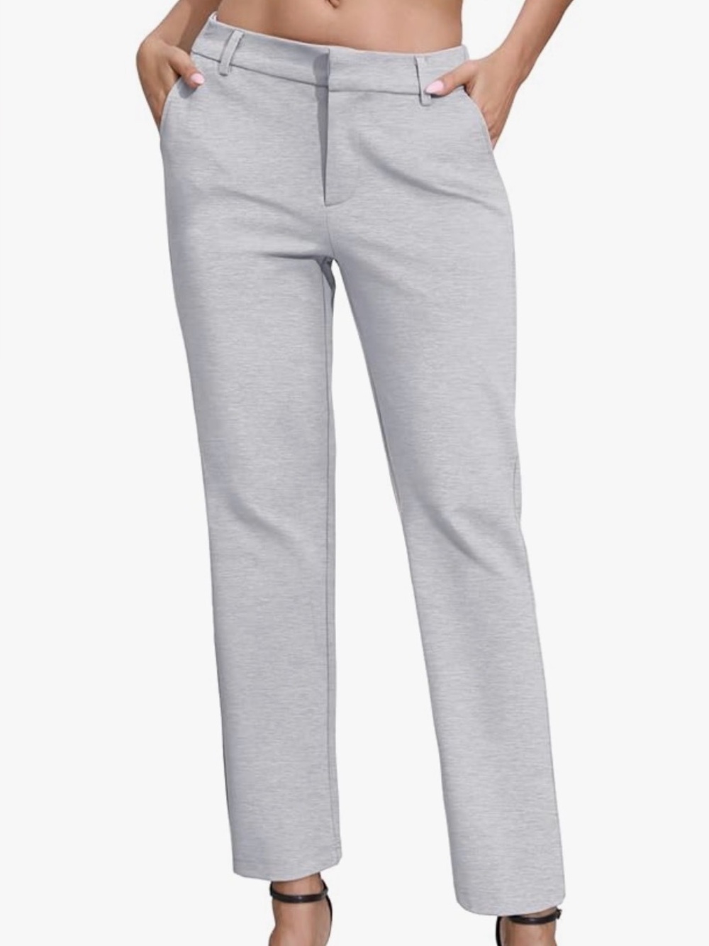 Light Gray Straight Leg Dress Pants